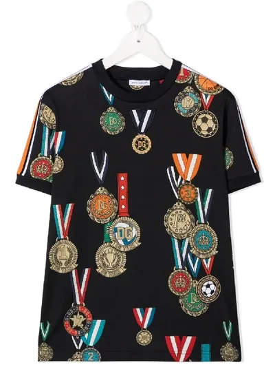 Dolce & Gabbana Kids' Medal-print T-shirt In Blue