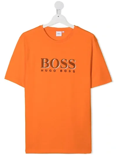 Hugo Boss Teen Logo Print T-shirt In Orange