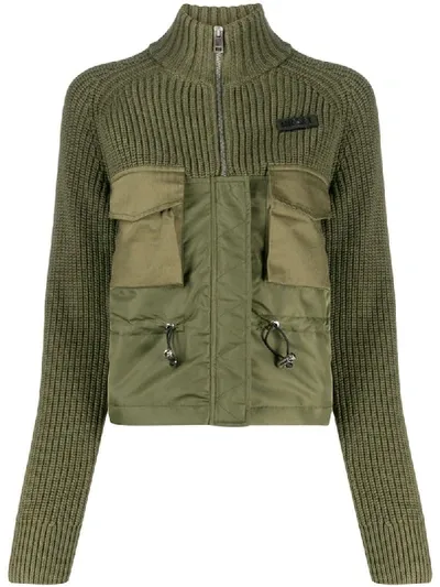 Diesel Flap Pocket Zip-through Jacket In Green