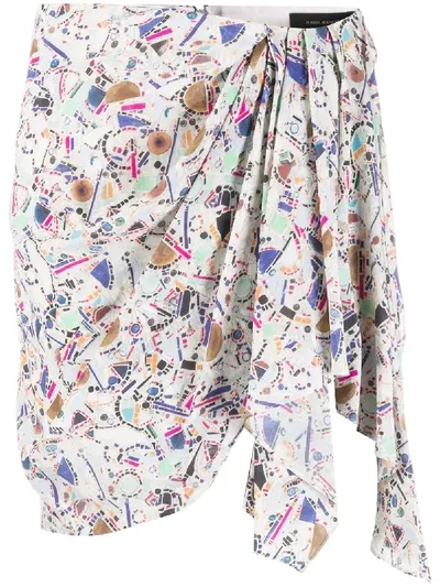 Isabel Marant Draped Printed Mini Skirt In Neutrals