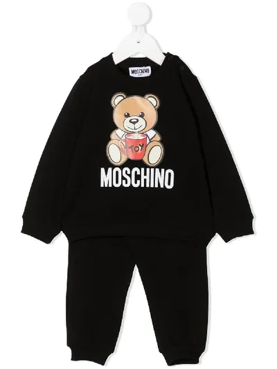 Moschino Babies' Teddy Bear Print Tracksuit Set In Black