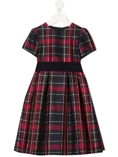 Il Gufo Kids' Tartan Print Dress In Red