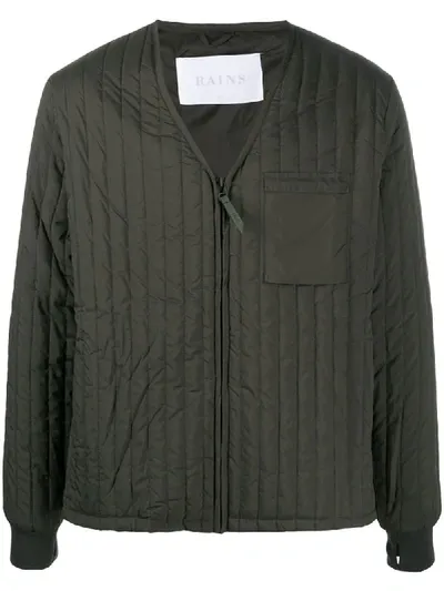 Rains Liner Vertical Quilted Jacket In Green