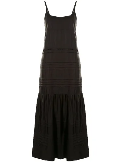 Lee Mathews Emiko Pintucked Twill Dress In Black