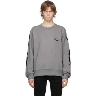 Amiri Grey Bones Crewneck Sweatshirt In Green