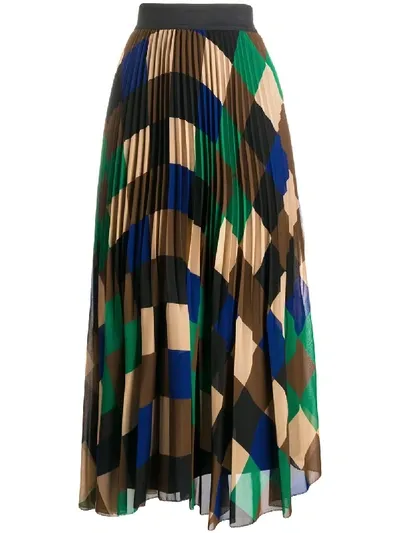 Steffen Schraut Pleated Argyle Print Skirt In Green