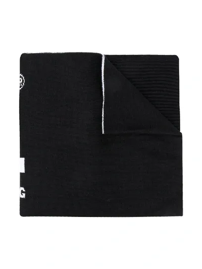 Diesel Kids' Intarsia-knit Scarf In Black