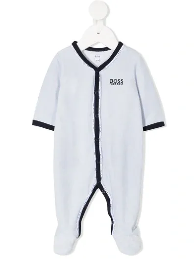 Hugo Boss Babies' Embroidered Logo Romper In Blue