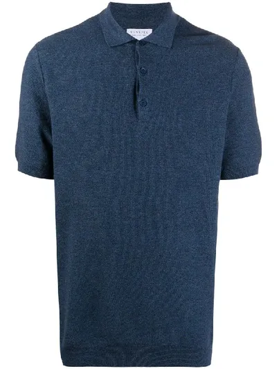 Sunspel Fine Knit Polo Shirt In Blue