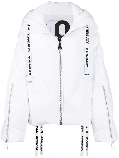 Khrisjoy Drawstring Logo Puffer Jacket In White