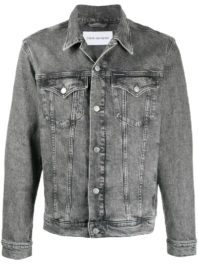 Calvin Klein Jeans Est.1978 Schmale 'foundation' Jeansjacke In Grey