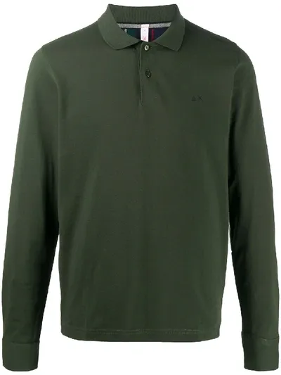 Sun 68 Long Sleeved Polo Shirt In Green