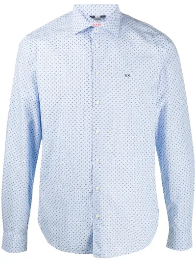 Sun 68 Camisa Geometric Print Shirt In Blue