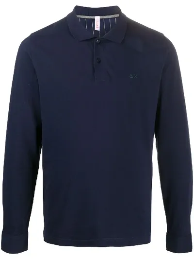 Sun 68 Long Sleeved Polo Shirt In Blue