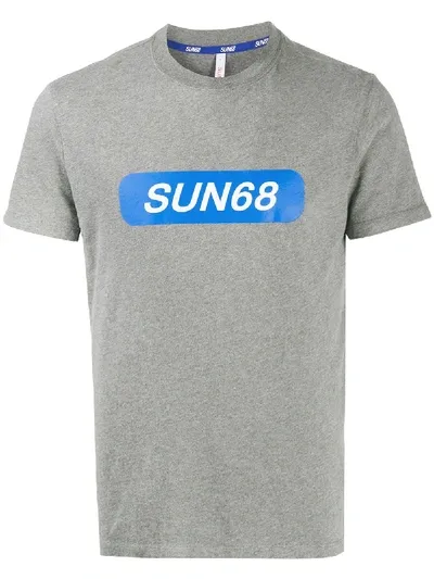 Sun 68 Logo Print T-shirt In Grey