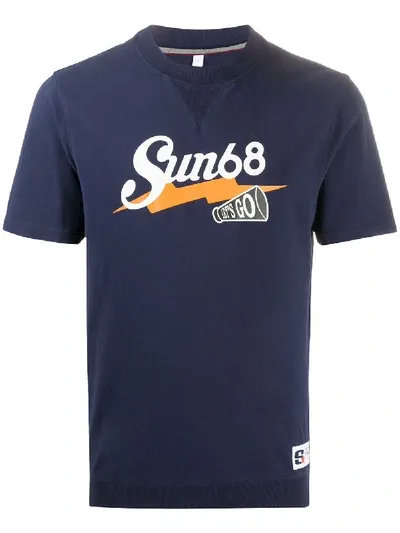 Sun 68 Let's Go Logo T-shirt In Blue