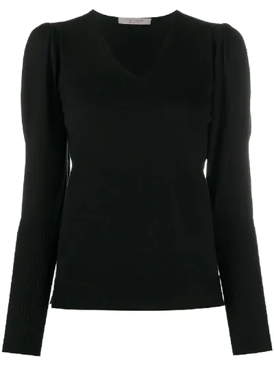 D-exterior Ribbed Detail Jumper In Black