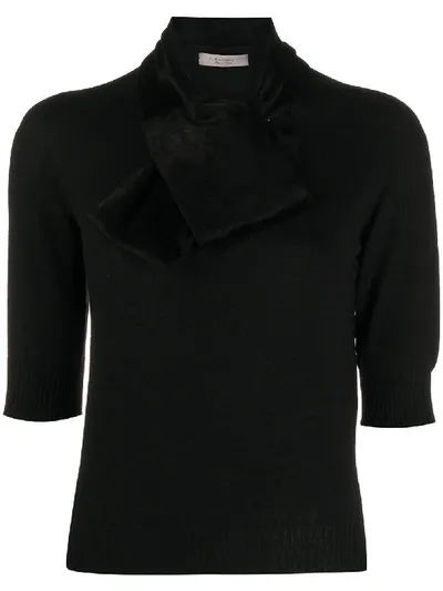 D-exterior Wrap Neck Jumper In Black