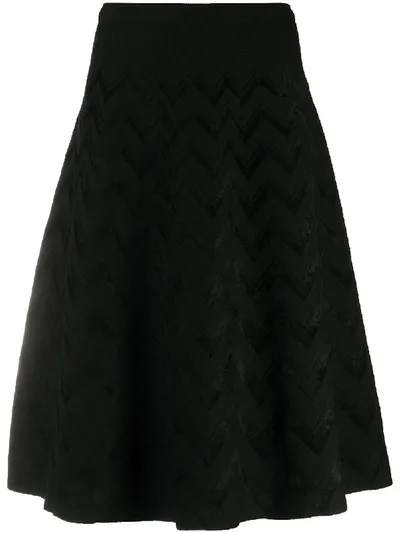 D-exterior Zig-zag Knit Midi Skirt In Black