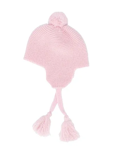 Il Gufo Babies' Tassel Tie Knitted Hat In Pink