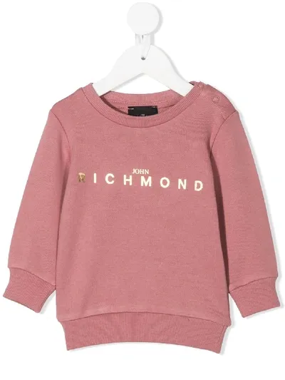 John Richmond Junior Babies' Logo-print Crew Neck Sweatshirt In Pink