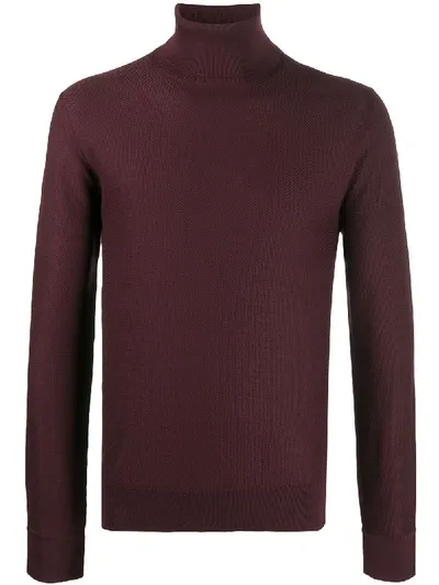 Ermenegildo Zegna Fine Knit Roll Neck Knitted Top In Red