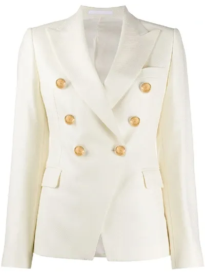 Tagliatore Double-breasted Fitted Blazer In White