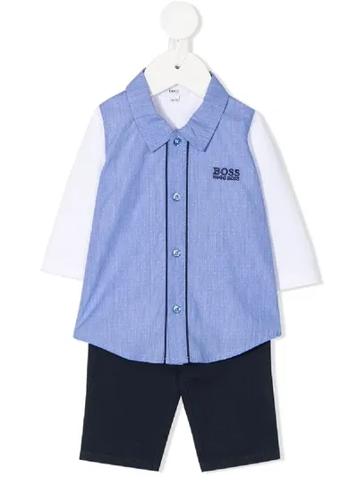 Hugo Boss Kids' Shirt And Trouser Set In Blue