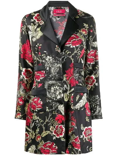 F.r.s For Restless Sleepers Floral Print Kimono Shirt In Black