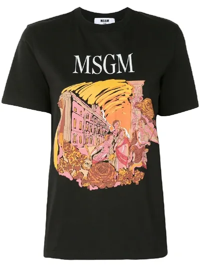 Msgm Abstract Print T-shirt In Black