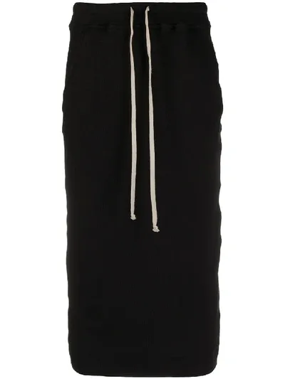 Rick Owens Drkshdw Drawstring Pencil Skirt In Black