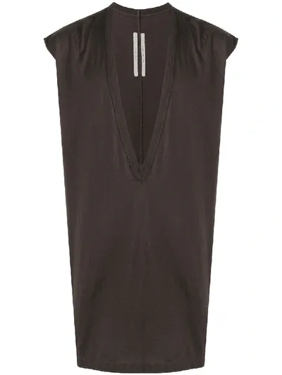 Rick Owens Deep V-neck Sleeveless Top In Brown