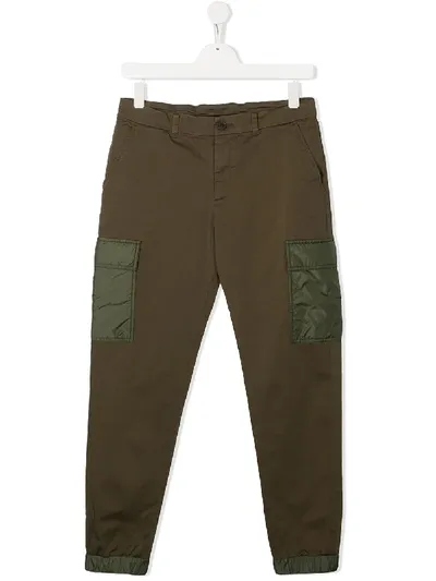 Moncler Teen Cargo Trousers In Green