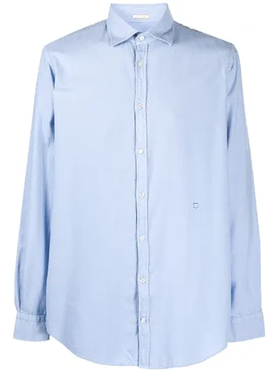 Massimo Alba Spread Collar Long-sleeve Shirt In Blue