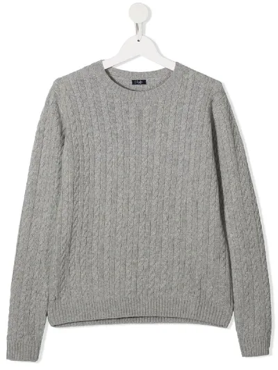 Il Gufo Kids' Cable Knit Jumper In Grey