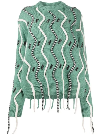 Christian Wijnants Zigzag Stripe Knit Jumper In Green