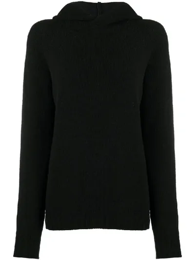 Ma'ry'ya Long Sleeve Hooded Sweater In Black