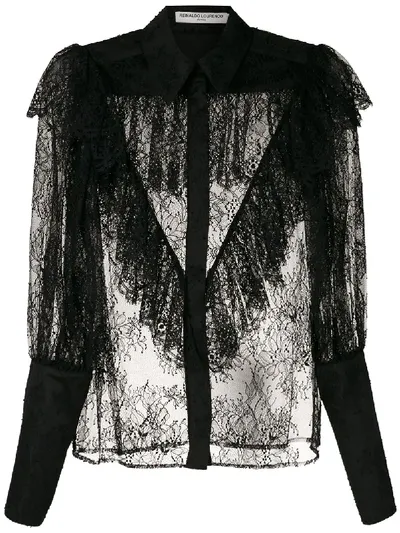 Reinaldo Lourenço Ruffled Lace Shirt In Black