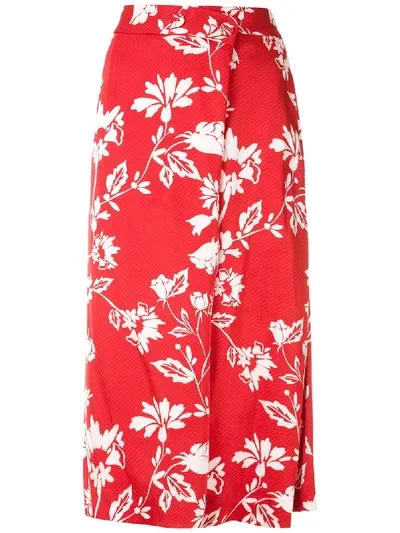 Reinaldo Lourenço Printed Midi Skirt In Red