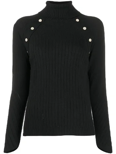 D-exterior Stud Detail Rollneck Jumper In Black