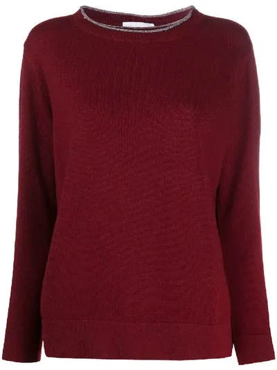 Fabiana Filippi Contrasting Neck Jumper In Red