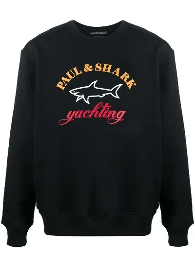 Paul & Shark Logo-print Cotton Sweatshirt In Blue