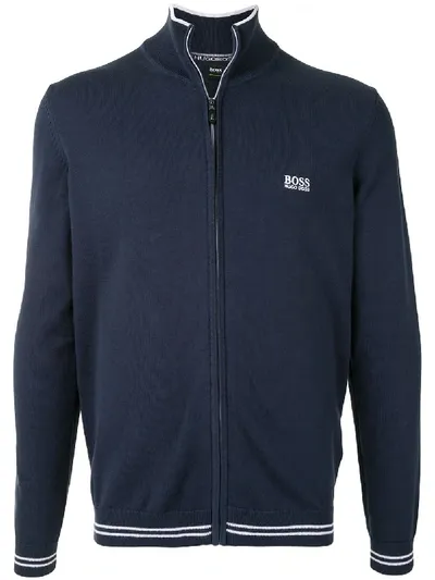 Hugo Boss Logo Zip Jacket In Blue