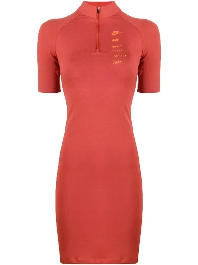 Nike Swoosh Fitted Dress In Orange