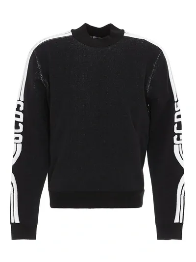 Gcds Logo Stripe Jumper In Black