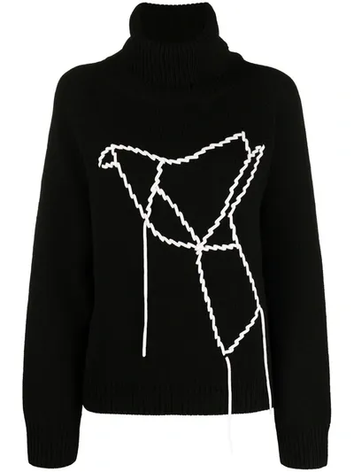 Sminfinity Peace Dove Embroidered Jumper In Black