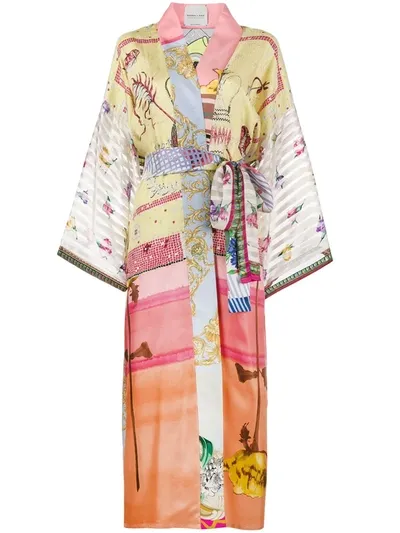 Rianna + Nina Long Patchwork Printed Kimono Jacket In Multicolour