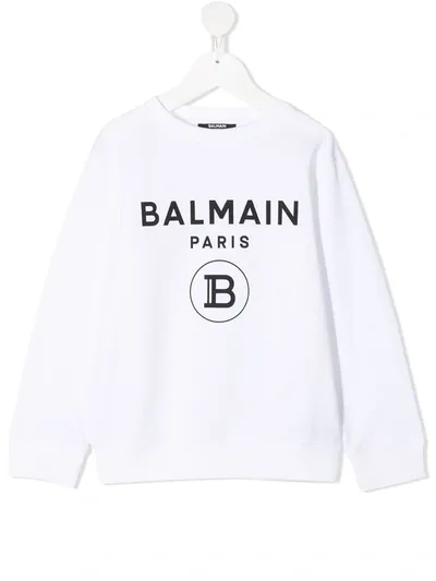 Balmain Kids' White Sweatshirt For Girl With Logo