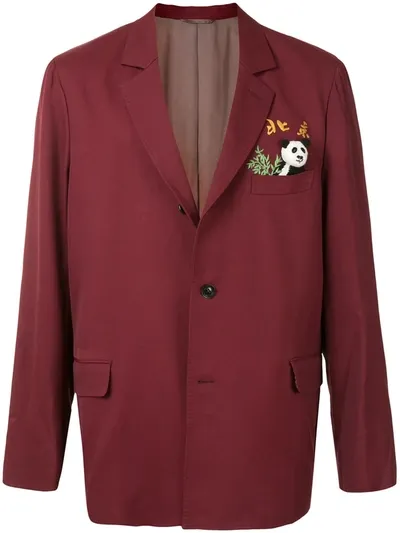 Doublet Panda-appliqué Oversized Blazer In Red