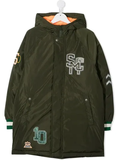 Stella Mccartney Teen Varsity Patch Padded Jacket In Green